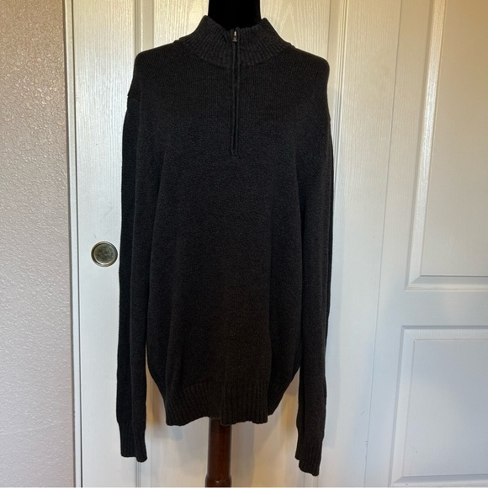 Calvin Klein Charcoal Grey 1/4 Zip 100% Cotton‎ Crew Sweater Size XL